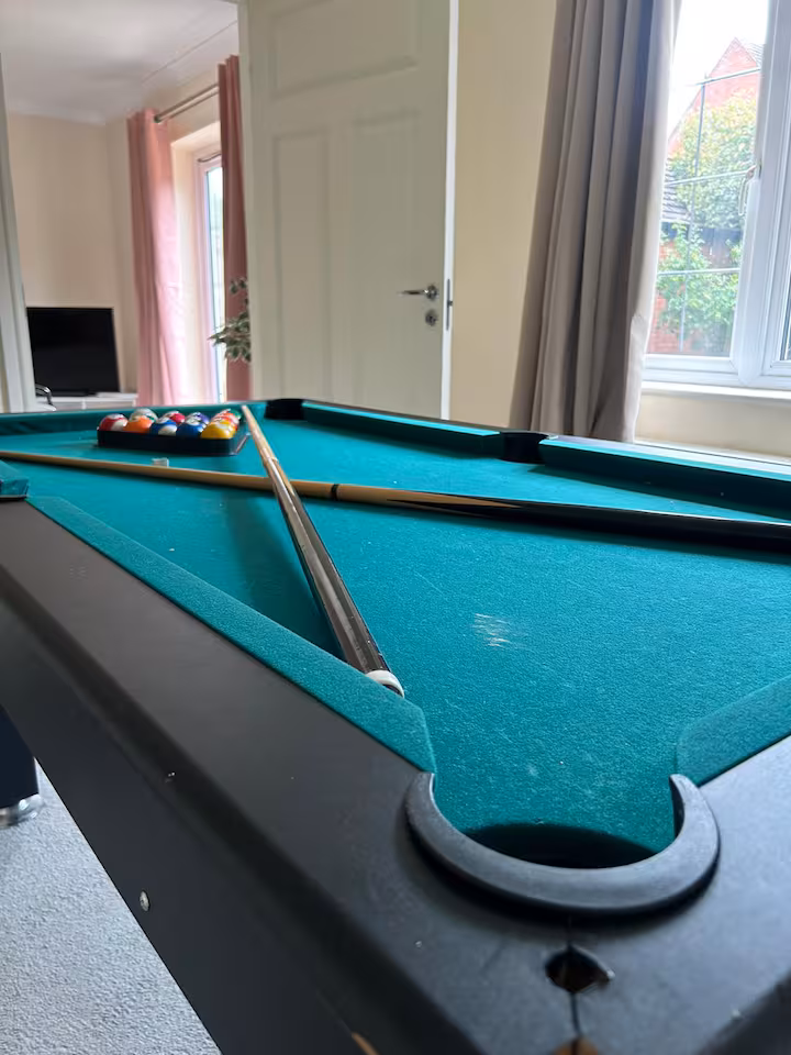 View of living room from snooker table
